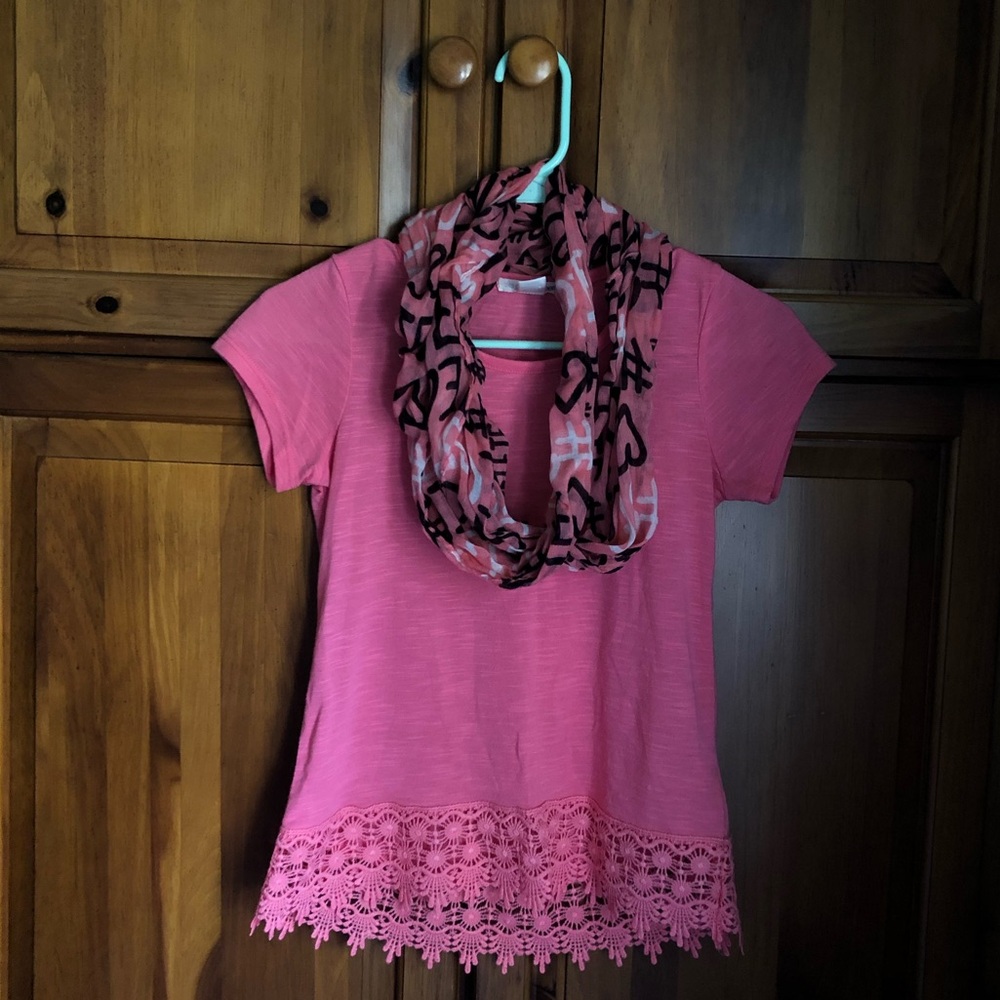 Girls’ Pink Top with Infinity Scarf by Self Esteem